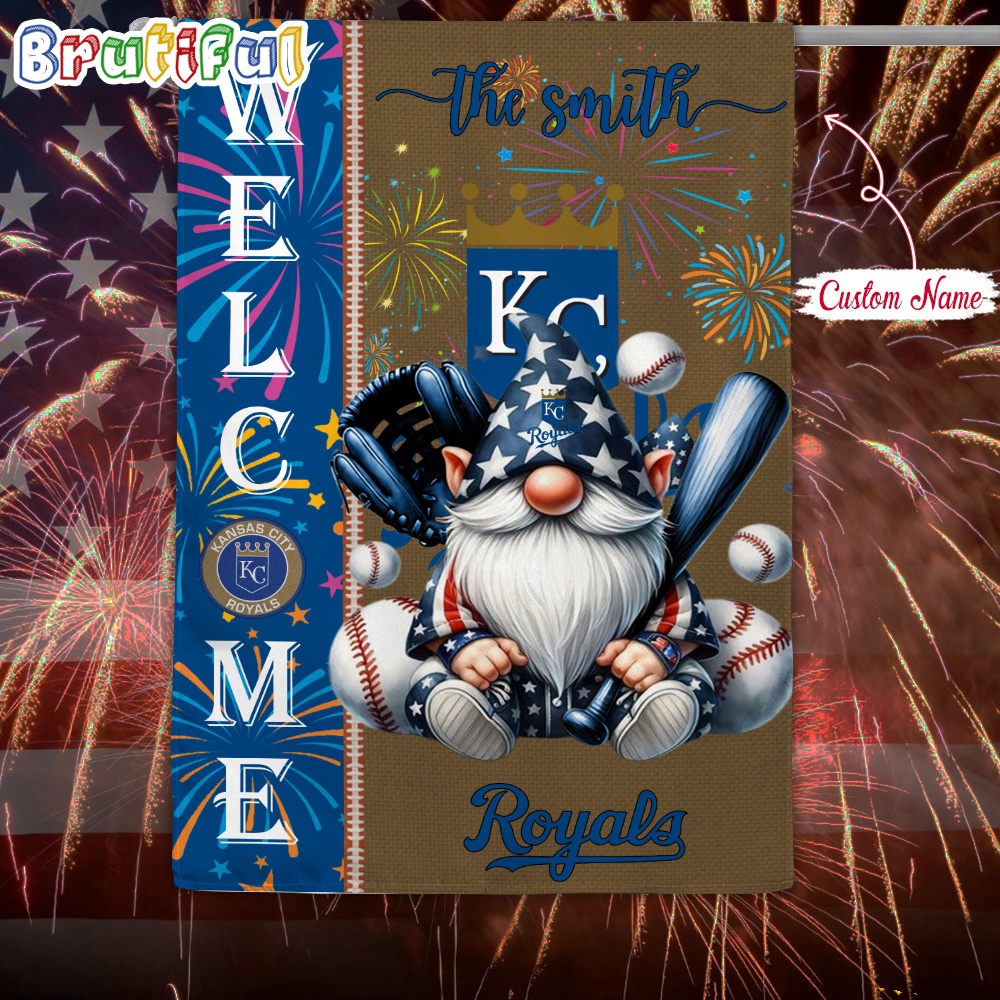 MLB Kansas City Royals Flag Happy 4th Of July Garden Flag Baseball Gomes Flag