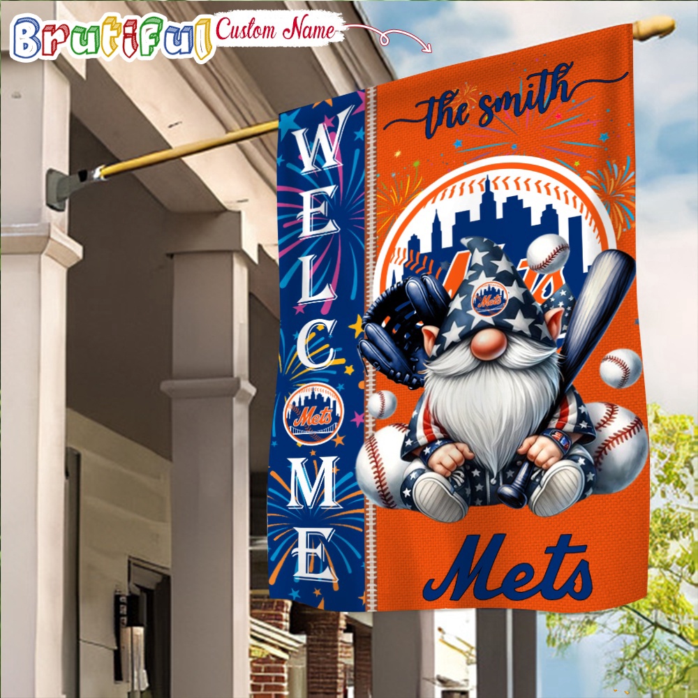 MLB New York Mets Flag Happy 4th Of July Garden Flag Baseball Gomes Flag