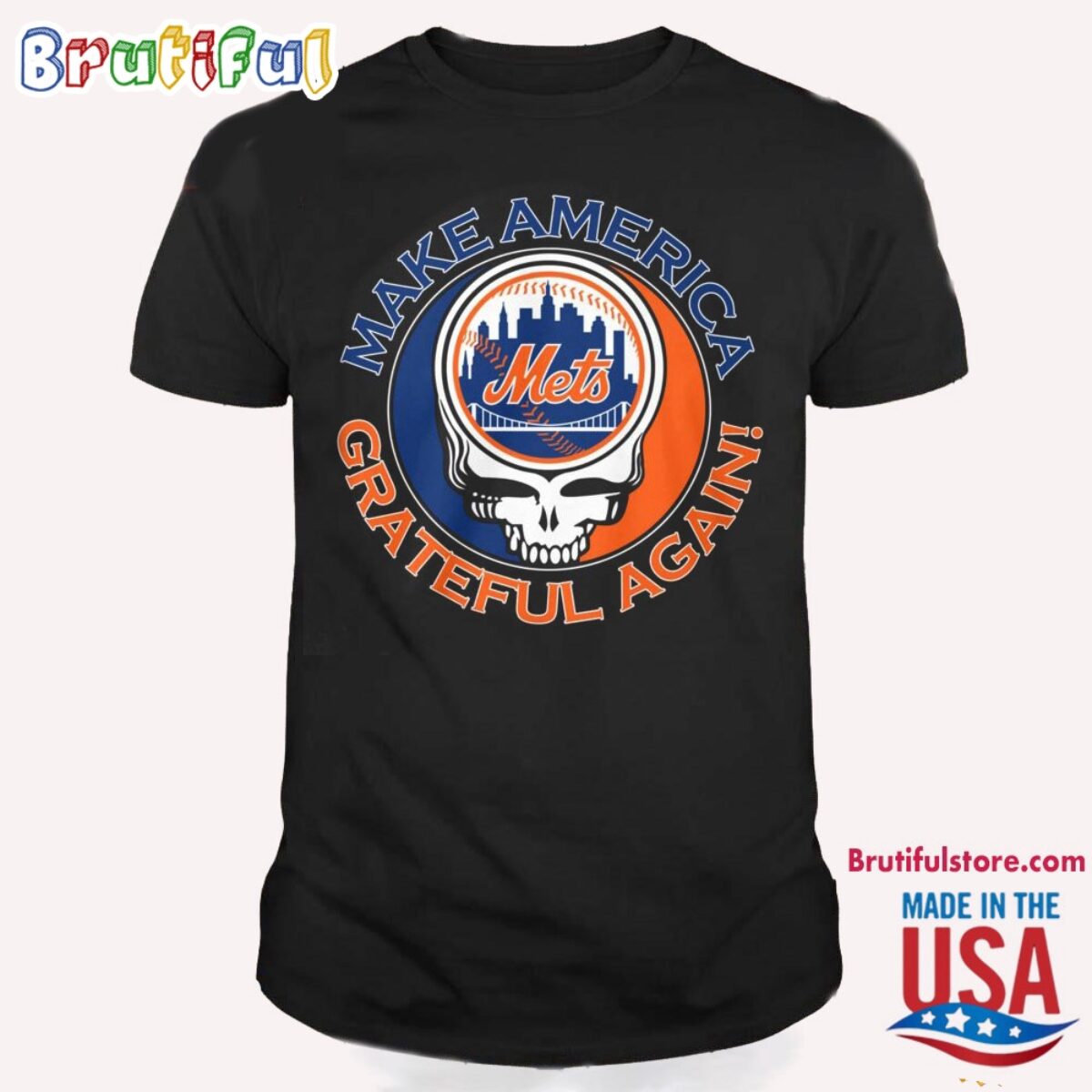 【激レア】MLBメッツMets ビンテージラグマット　USA製　野球アート MLB New York Mets Make America Grateful Again Shirt