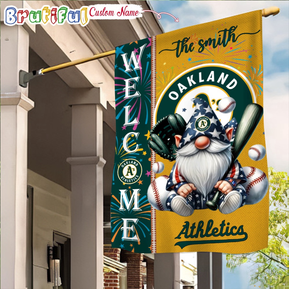 MLB Oakland Athletics Flag Happy 4th Of July Garden Flag Baseball Gomes Flag