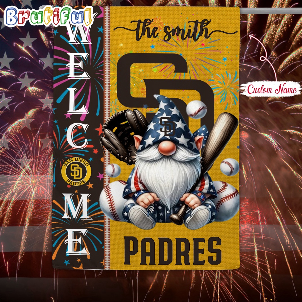 MLB San Diego Padres Flag Happy 4th Of July Garden Flag Baseball Gomes Flag