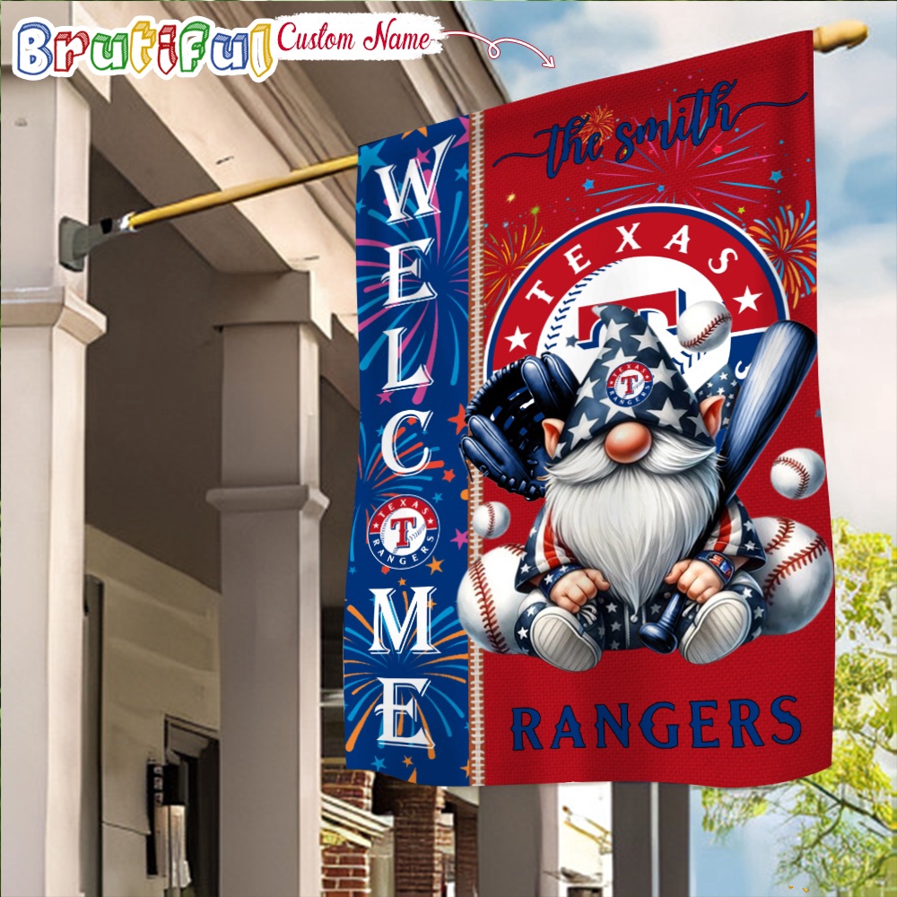 MLB Texas Rangers Flag Happy 4th Of July Garden Flag Baseball Gomes Flag