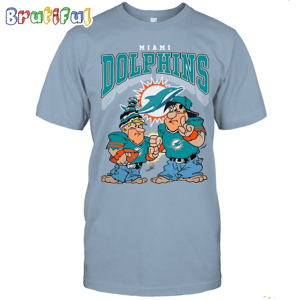 Miami Dolphins Flintstones Football T Shirt NFL Football Flintstones Shirt