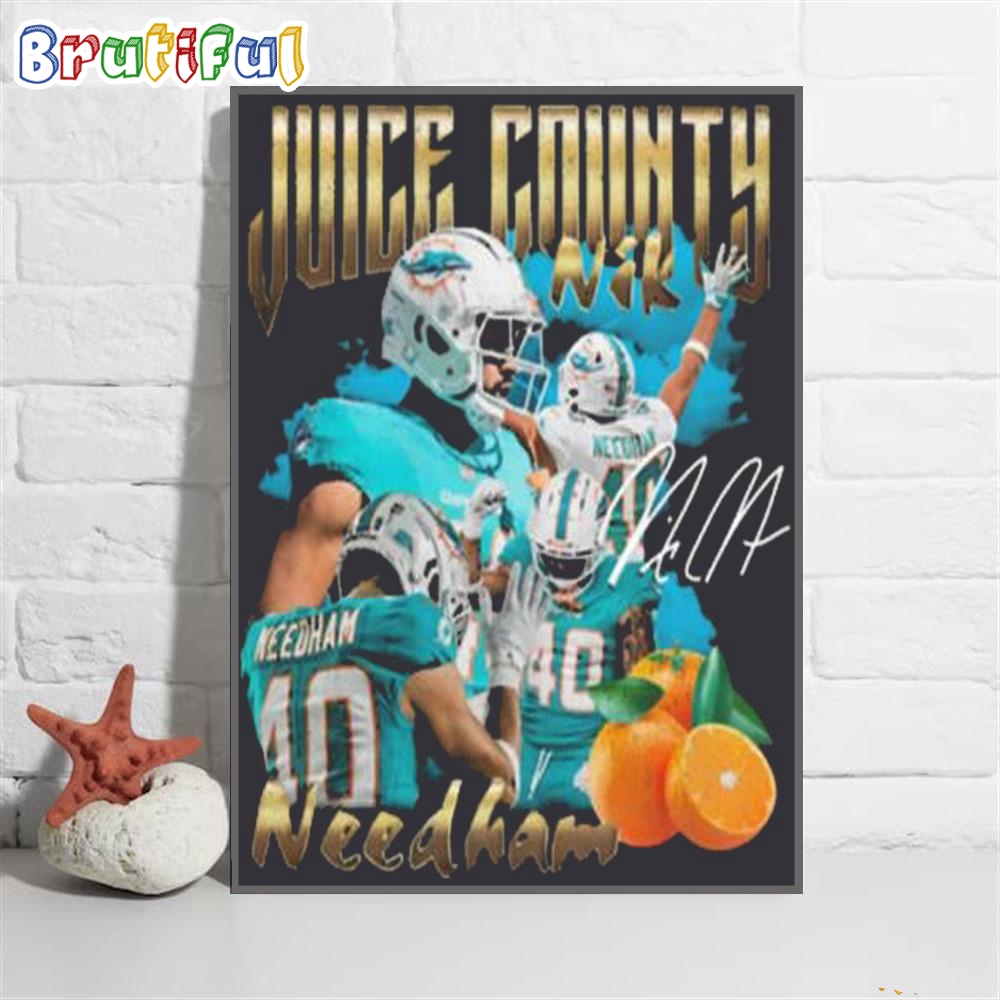 NFL Miami Dolphins Juice County Nik Needham Signature Wall Art Poster Canvas