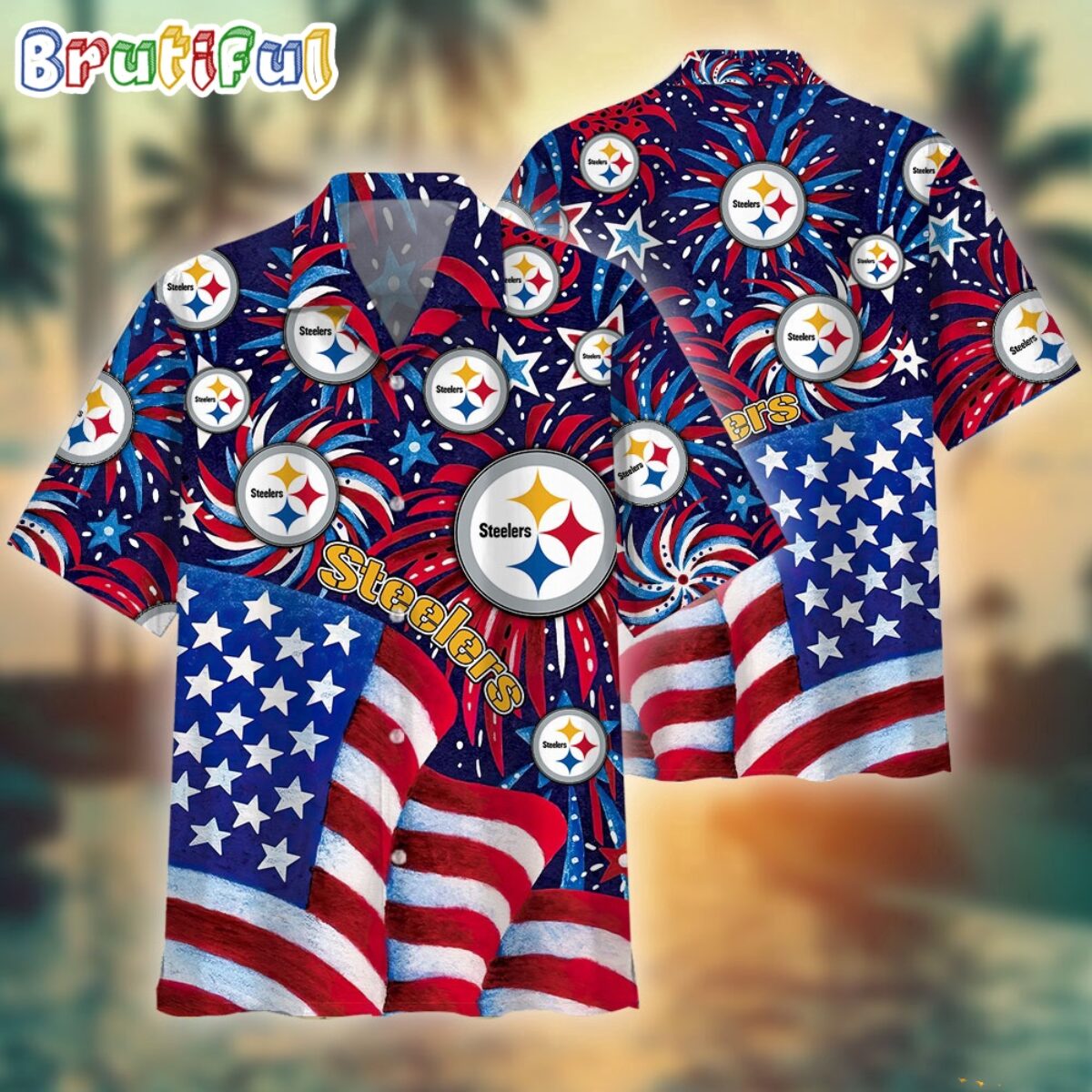 NFL アロハシャツ Pittsburgh Steelers 総柄 00s NFL アロハシャツ Pittsburgh Steelers 総柄 スティラーズ
