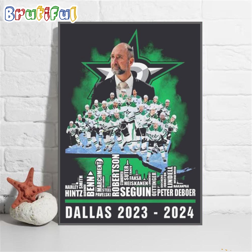NHL Dallas Stars Players Names 2023 2024 Wall Art Poster Canvas