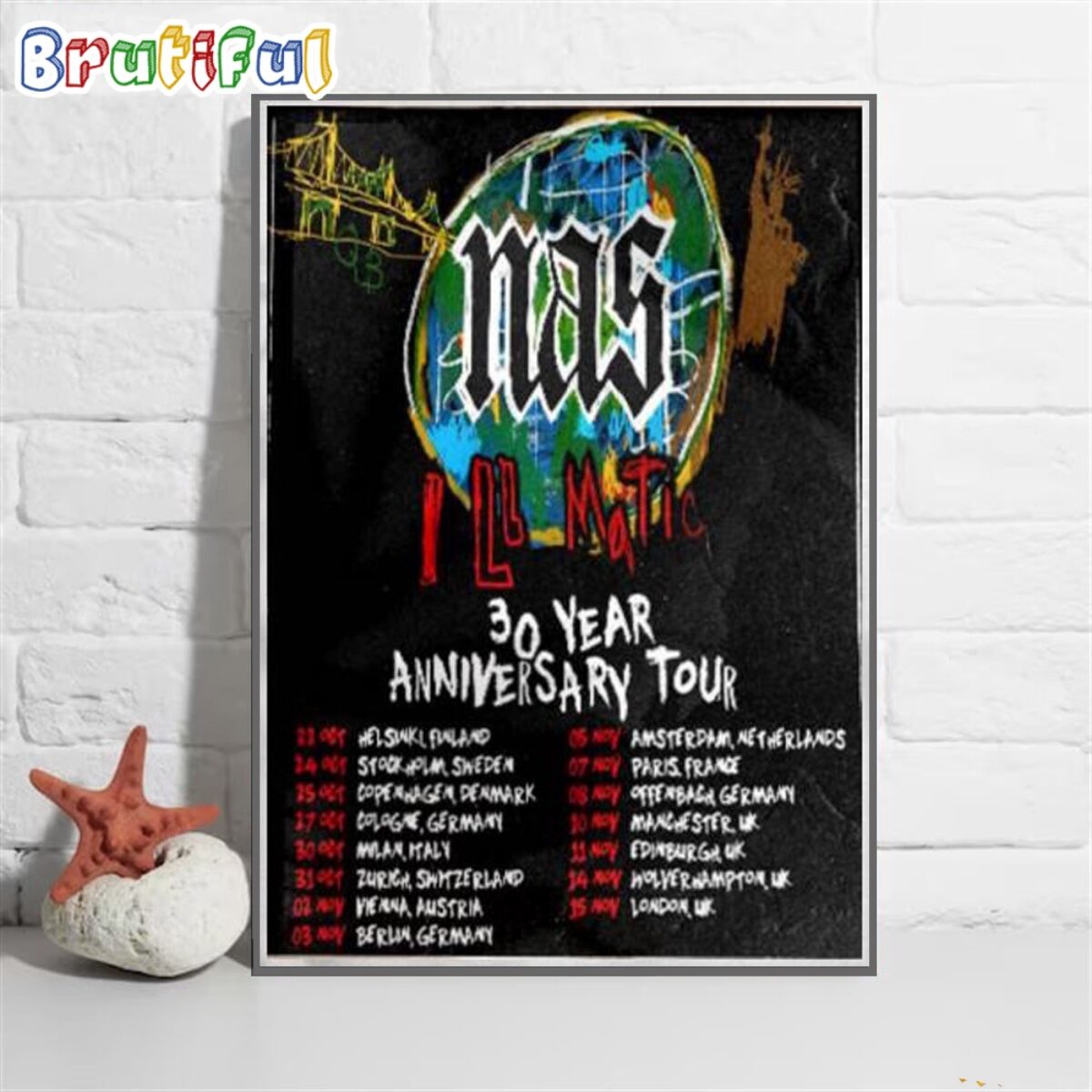 Nas Illmatic 30 Year Anniversary Tour 2024 Wall Art Poster Canvas