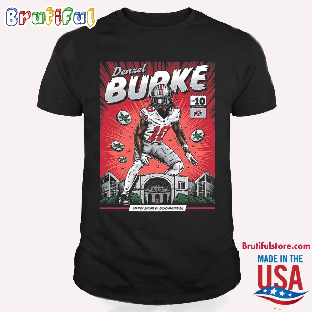 Ohio State Buckeyes 10 Denzel Burke Nil Comic T Shirt