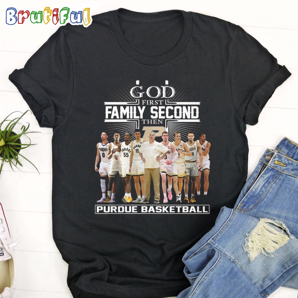 Purdue Boilermakers 2024 Ncaa Men's Basketball T Shirt God First Family Second Then Purdue Basketball Shirt
