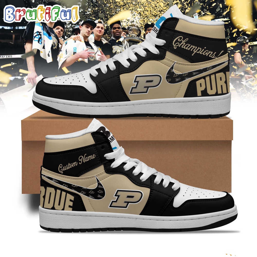Purdue Boilermakers Mens Basketball 2024 BIG 10 Regular Season Champions Air Jordan 1 Shoes