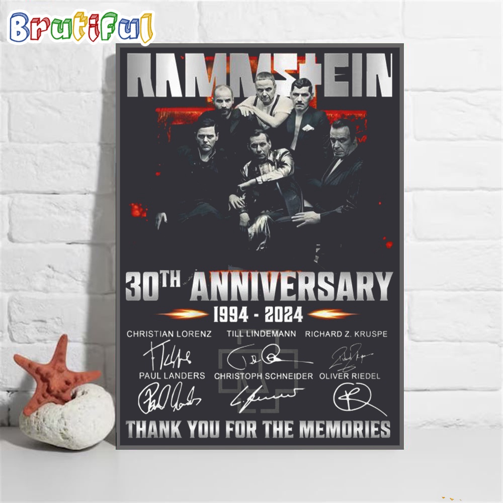 Rammstein Europe Stadium Tour 2024 30th Anniversary Thank You For The Memories Poster Canvas