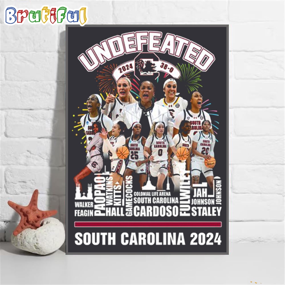 South Carolina Gamecocks 2024 Final Four Undefeated 38 0 Poster Canvas