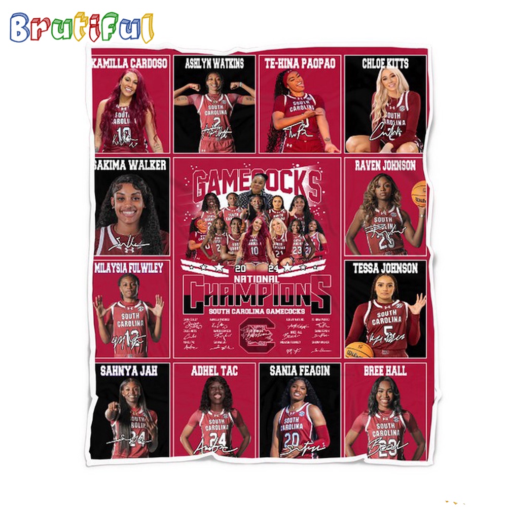 South Carolina Gamecocks 2024 NCAA Women's Basketball National Champions Blanket