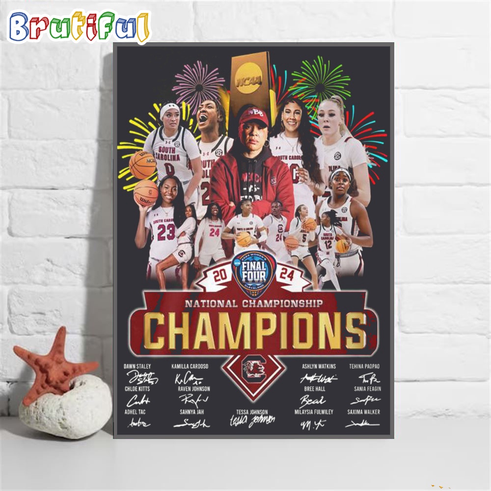 South Carolina Gamecocks 2024 NCAA Women's Basketball National Champions Final Four Poster Canvas
