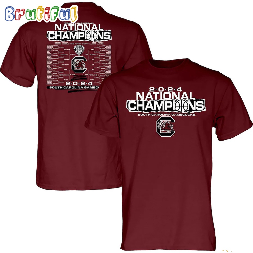 South Carolina Gamecocks 2024 NCAA Womens Basketball National Champions Bracket Red Shirt