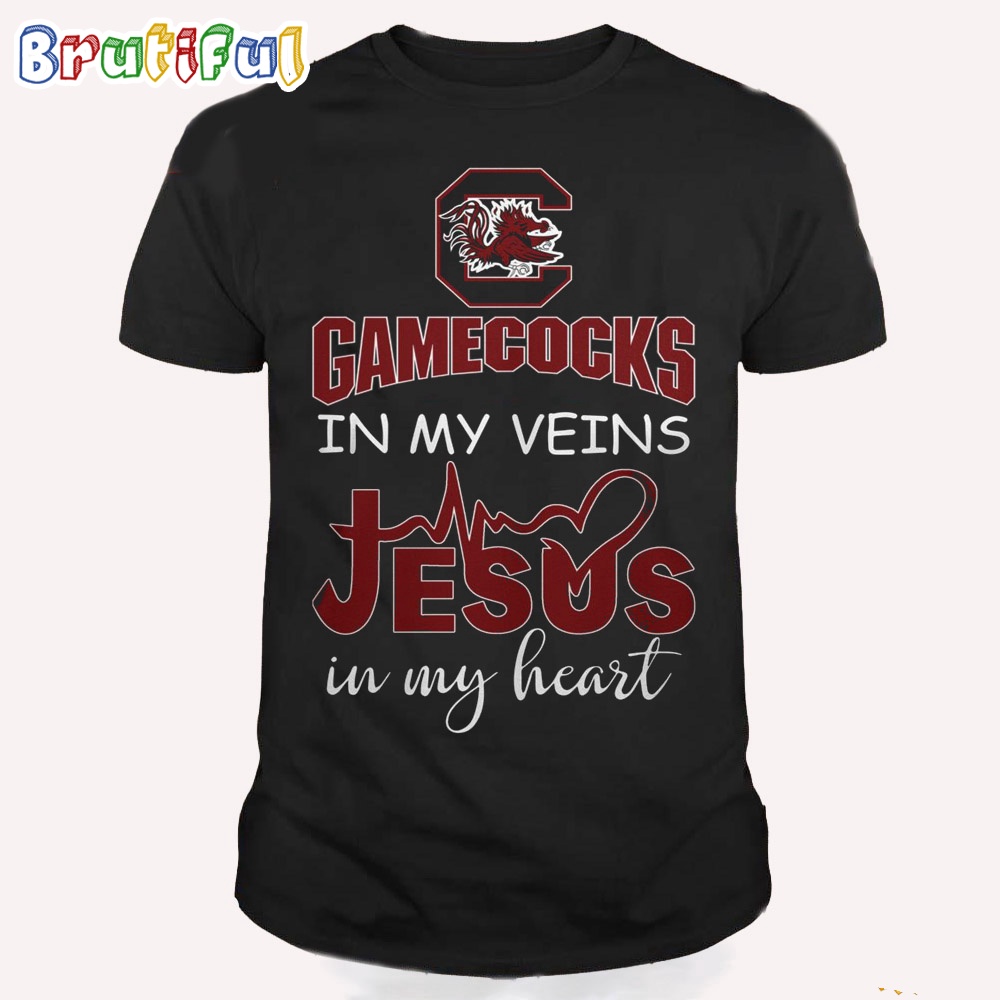 South Carolina Gamecocks Basketball Final Four In My Veins Jesus In My Heart T Shirt