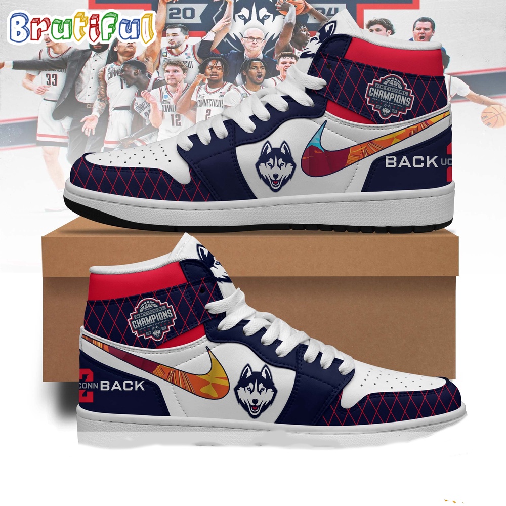 UConn Huskies 2024 NCAA Mens Basketball National Champions Air Jordan 1 Shoes