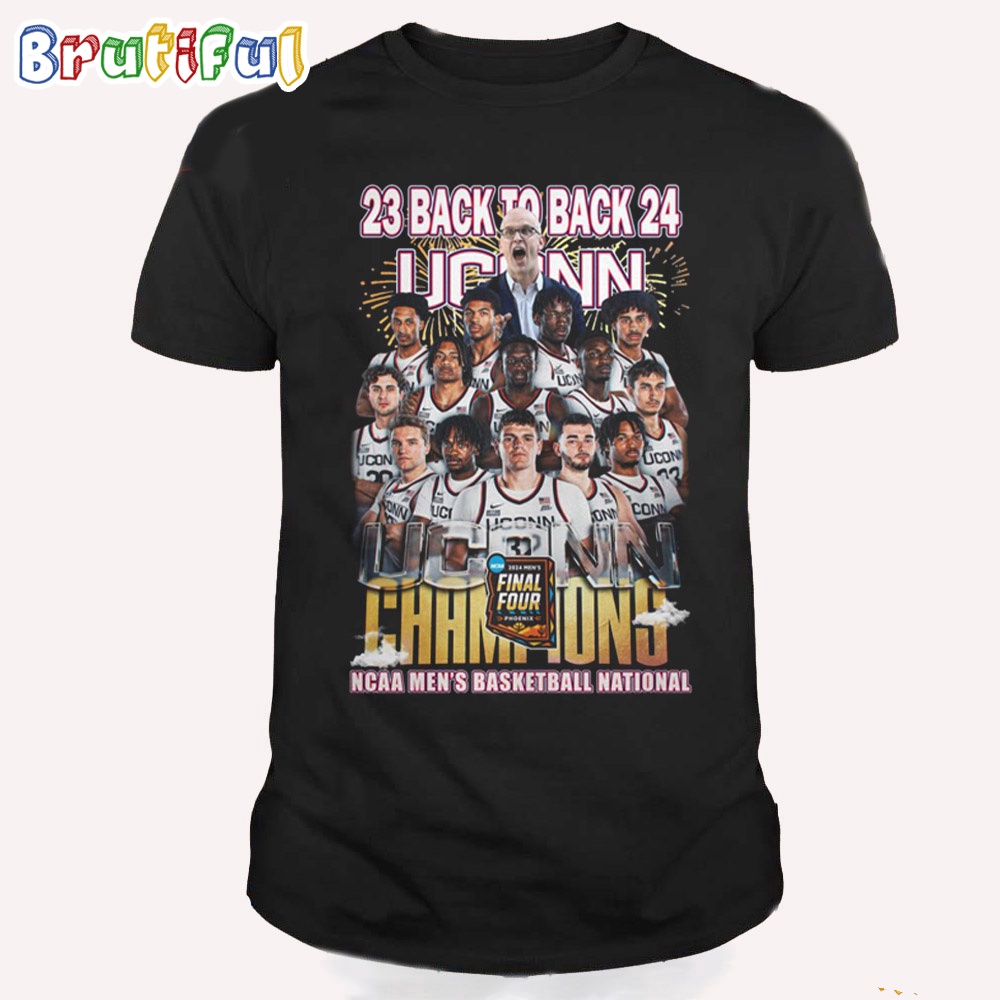 UConn Huskies 23 Back To Back 24 NCAA Men's Basketball National Champions Final Four T Shirt