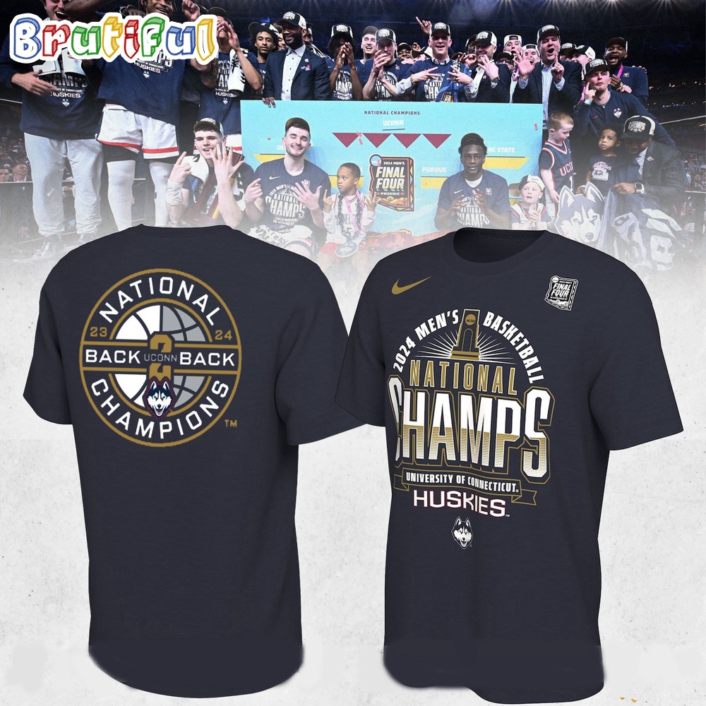 UConn Huskies Back To Back NCAA Mens Basketball National Champions T Shirt