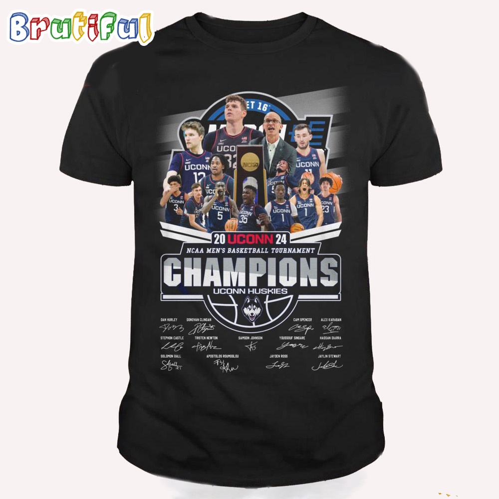 Unconn Huskies 2024 NCAA Mens Basketball Tournament Champions T Shirt