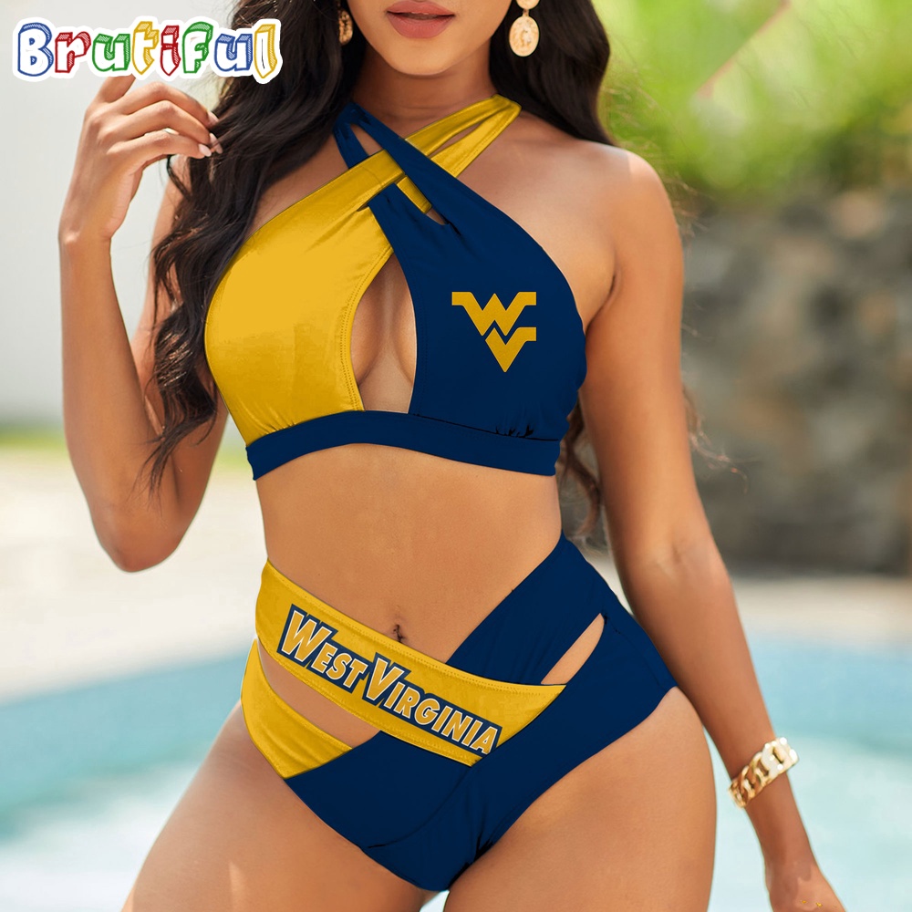 West Virginia Mountaineers Women Bikini Set Sporty Bikini Sets