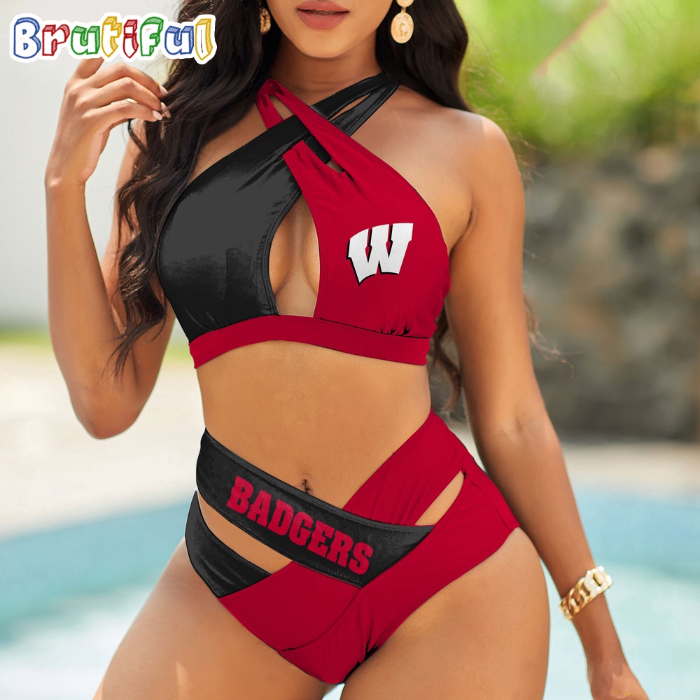 Wisconsin Badgers Women Bikini Set Sporty Bikini Sets