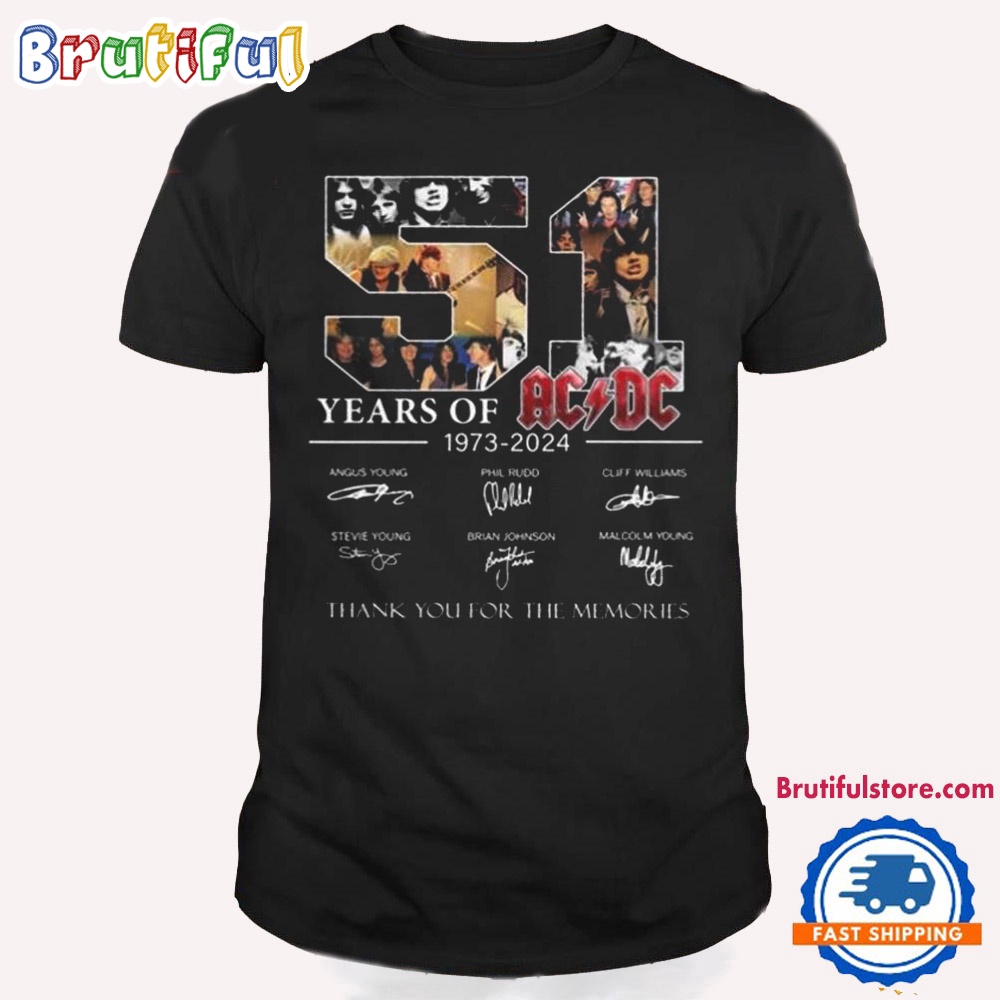 51 Years Of ACDC 1973 2024 Thank You For The Memories Signatures T Shirt