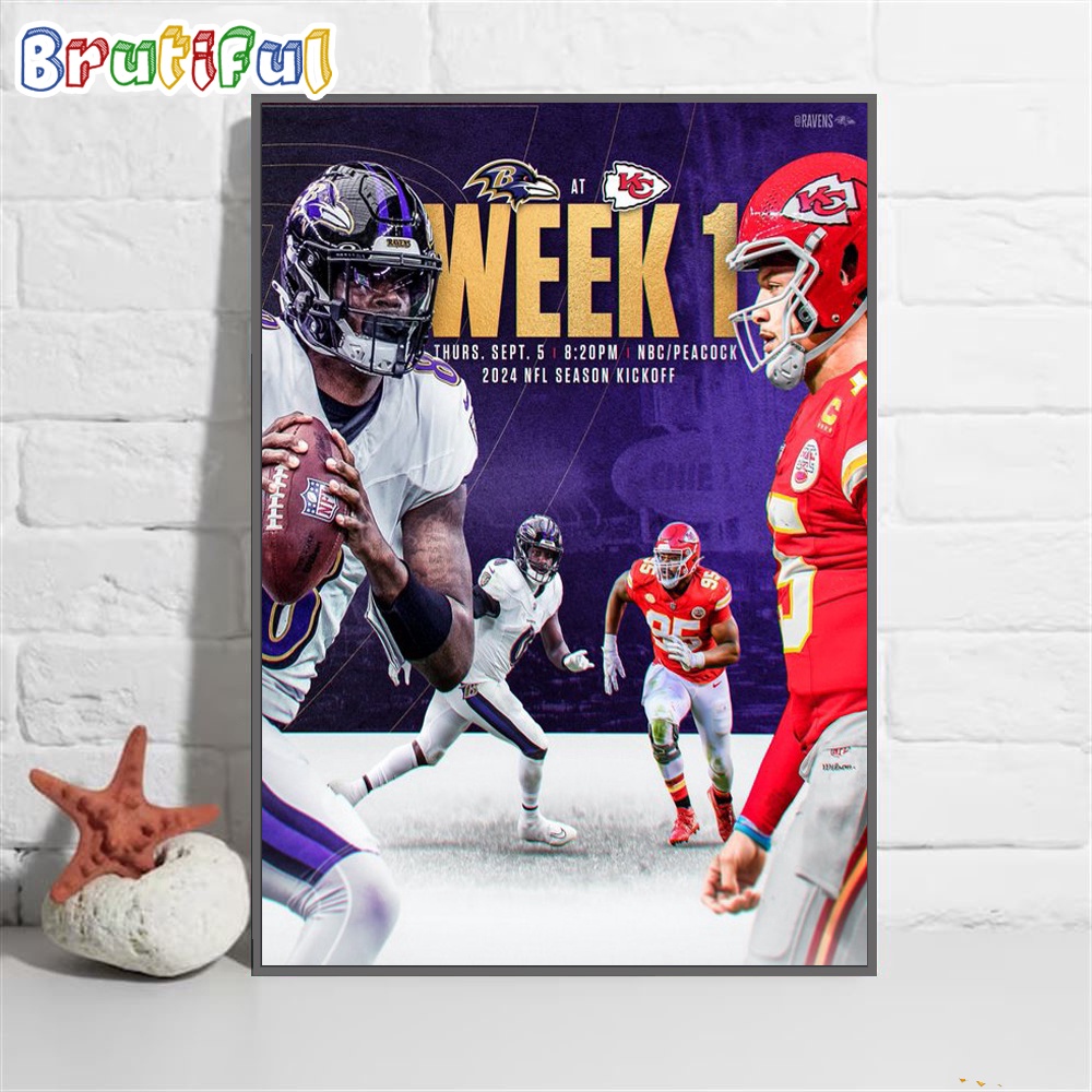 Baltimore Ravens 2024 NFL Season Kickoff Poster Canvas Art