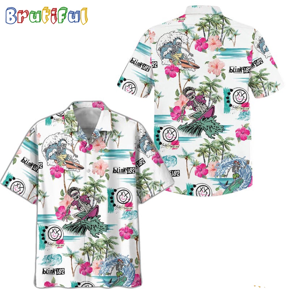 Blink 182 Skull Sea Surfing 2024 Trending Hawaiian Shirt