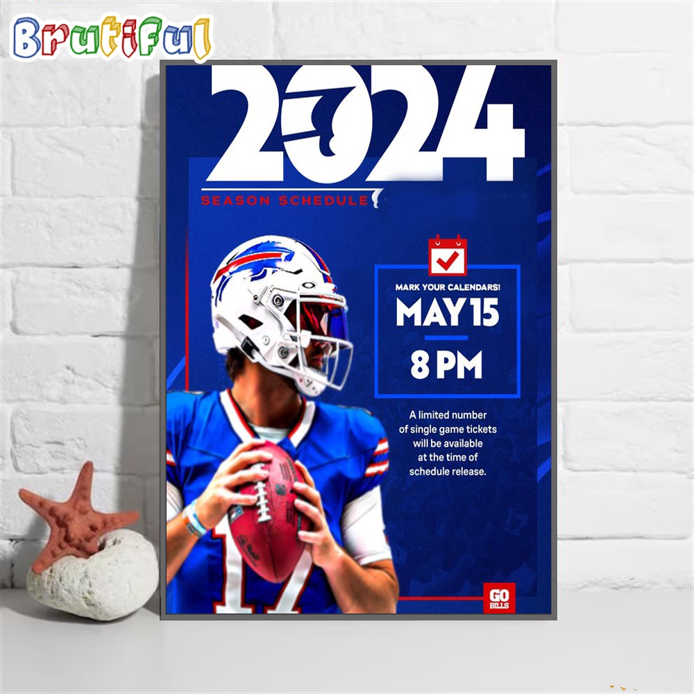 Buffalo Bills 2024 Season Schedule Poster Canvas Art 1