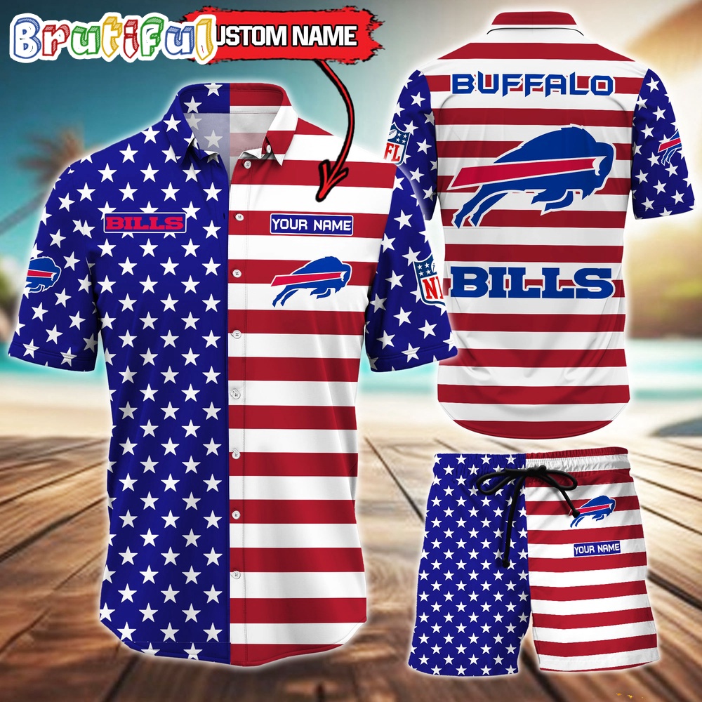 Buffalo Bills American Flag Hawaii Shirt NFL Sport American Flag Hawaiian Shirt And Shorts Set Mens