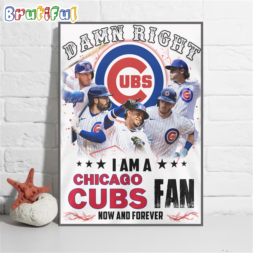 Damn Right I Am A Chicago Cubs Fan Wall Art Poster Canvas