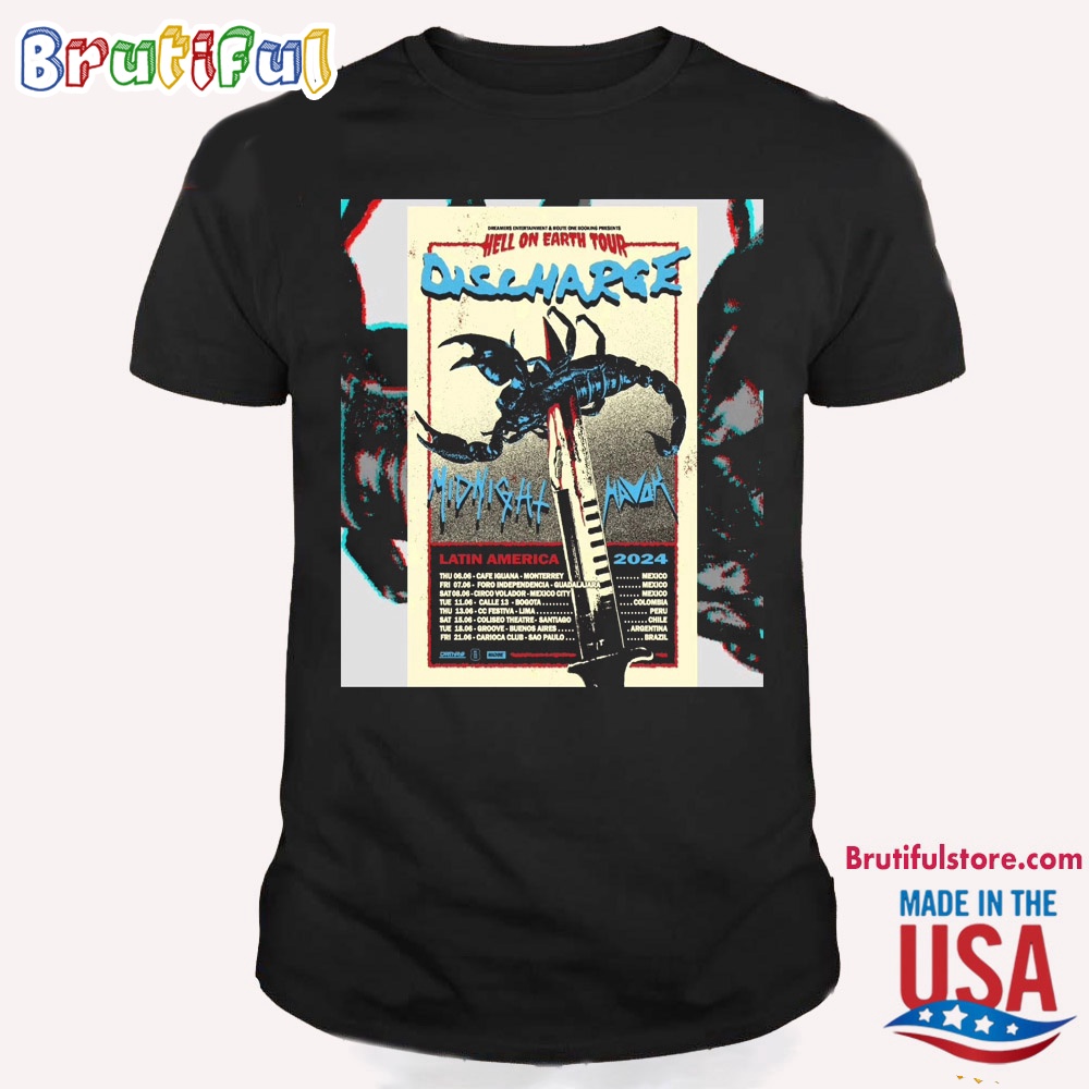 Discharge 2024 Latin America Hell On Earth Tour T Shirt