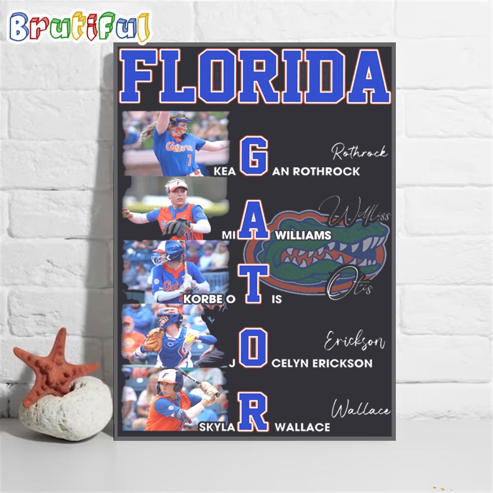 Florida Gators Baseball Team 2024 Line Up Stars Signatures Wall Art Poster Canvas
