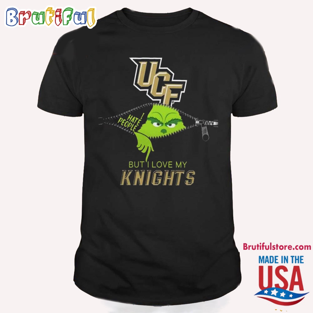Grinch Zipper I Hate People But I Love My UCF Knights Football T Shirt