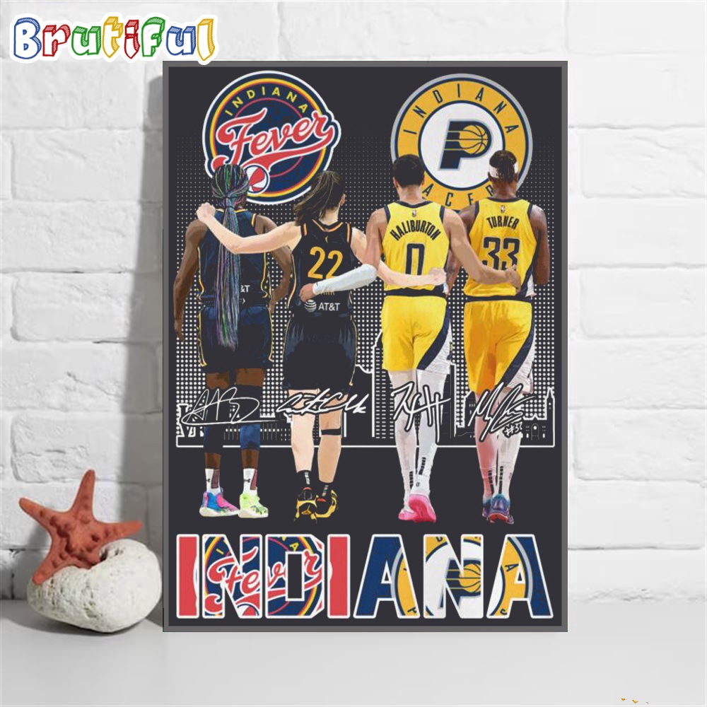 Indiana Fever Mix Indiana Pacers Basketball Wall Art Poster Canvas