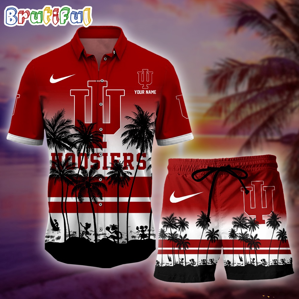 Indiana Hoosiers Palm Tree Summer Hawaiian Shirt NCAA Sport Summer Hawaiian Set Summer Beach Short 1