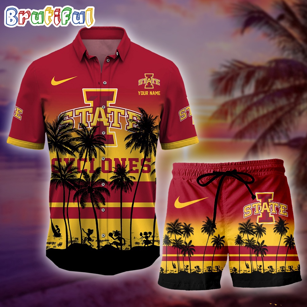 Iowa State Cyclones Palm Tree Summer Hawaiian Shirt NCAA Sport Summer Hawaiian Set Summer Beach Short 1