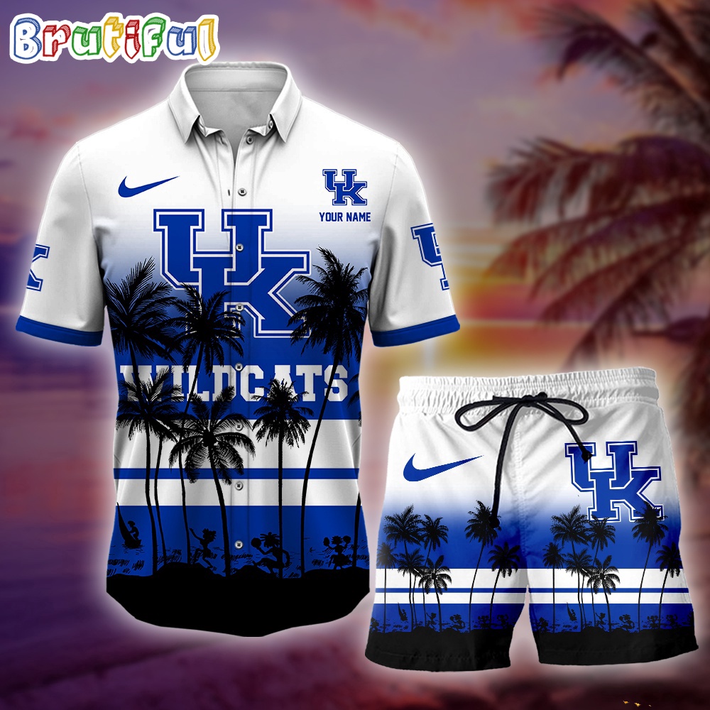 Kentucky Wildcats Palm Tree Summer Hawaiian Shirt NCAA Sport Summer Hawaiian Set Summer Beach Short 1
