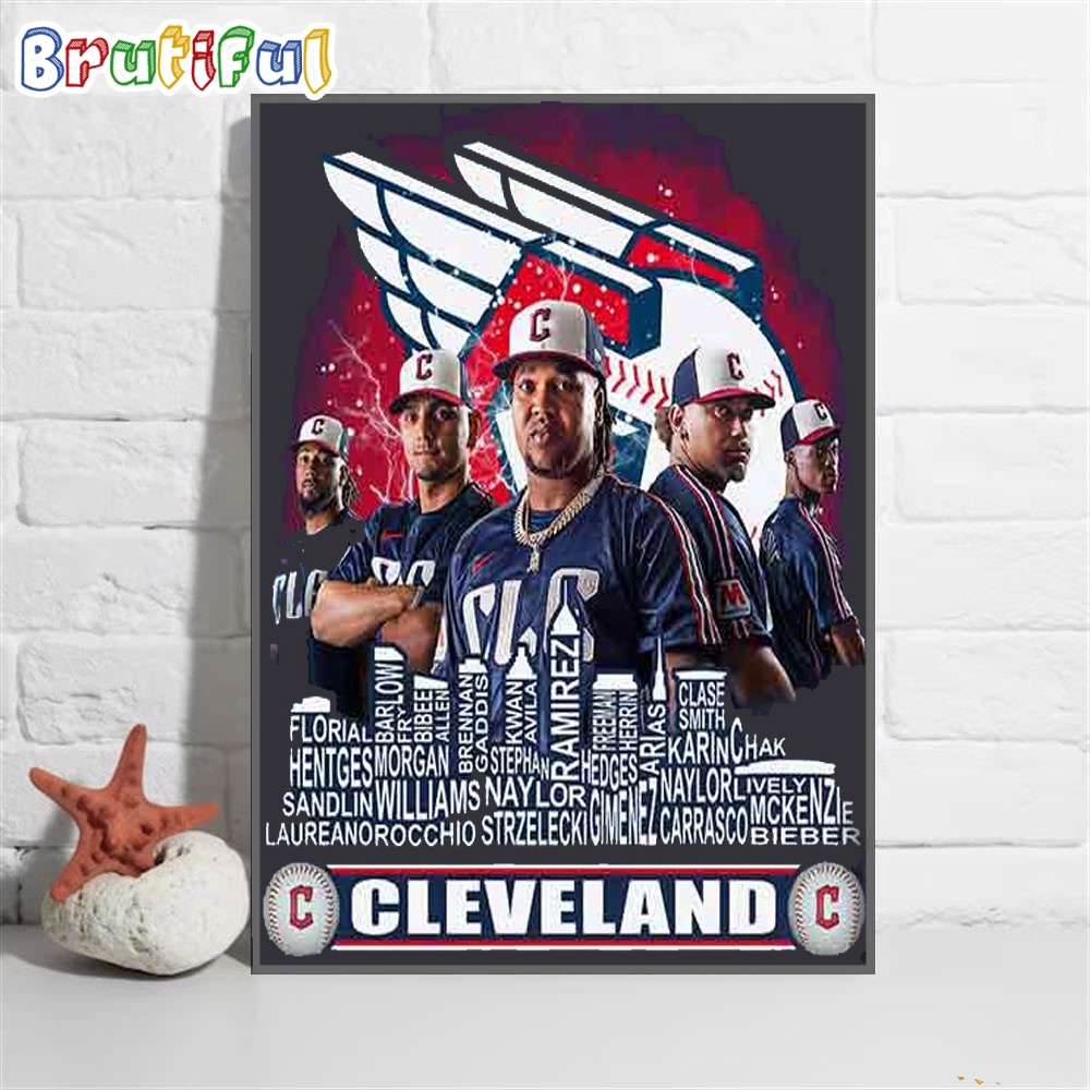 MLB Cleveland Guardians Baseball Team Player 2024 Wall Art Poster Canvas 1