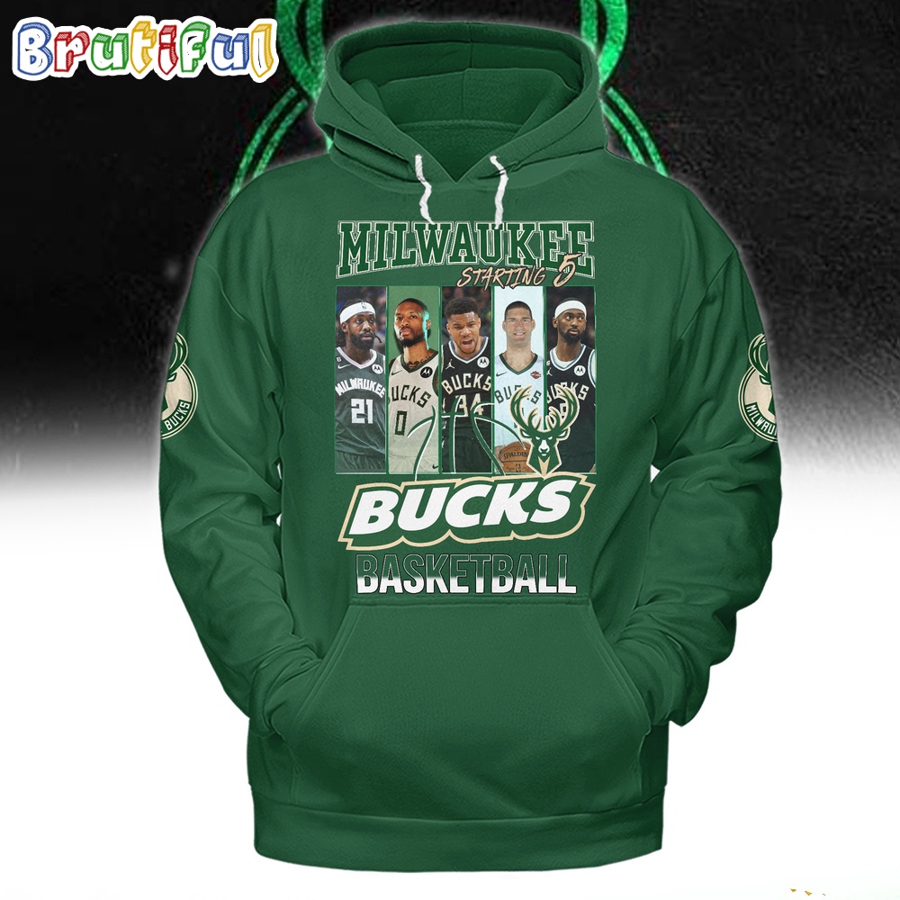 Milwaukee Bucks Starting 5 Basketball Hoodie