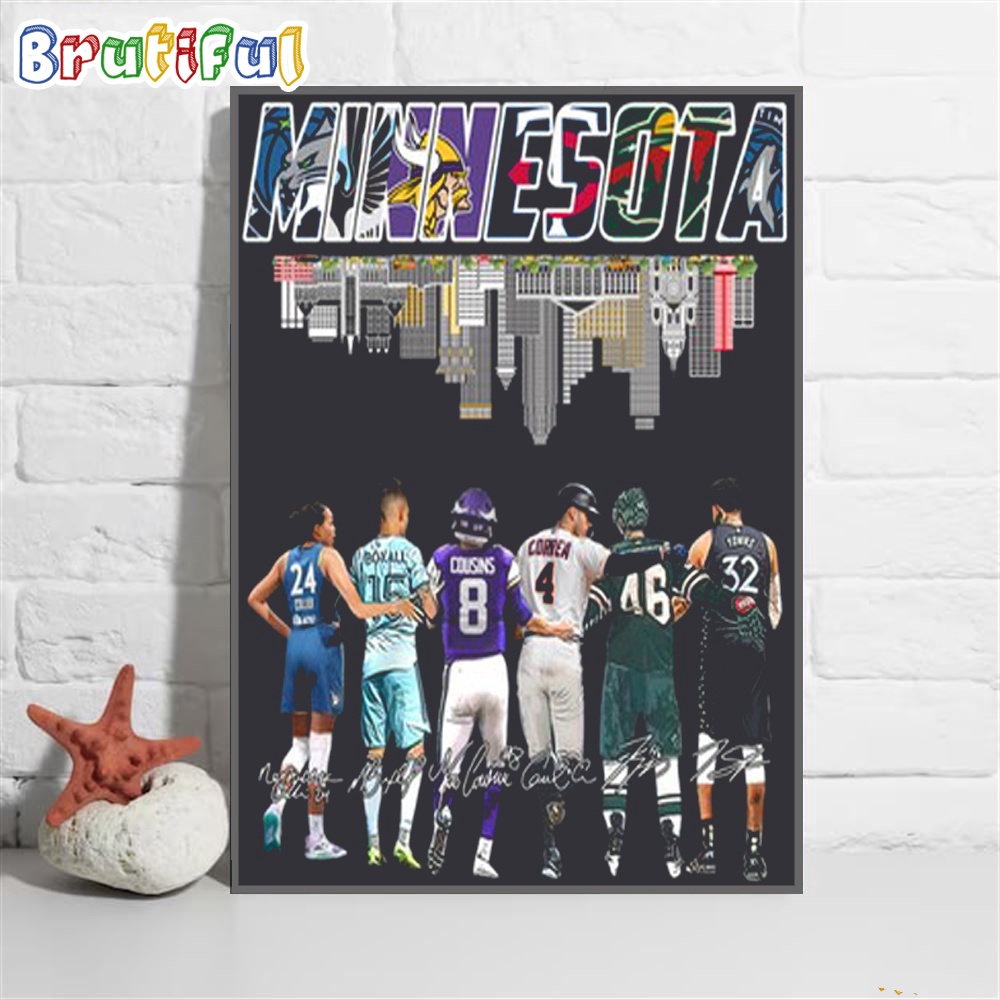 Minnesota Sport Signature Wall Art Poster Canvas