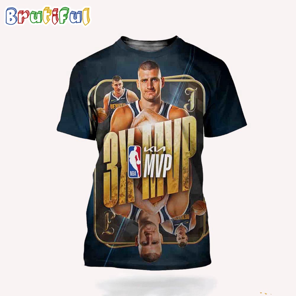 NBA Nikola Jokic Kia Mvp For The 3rd Time In The Last 4 Seasons 3D Shirt