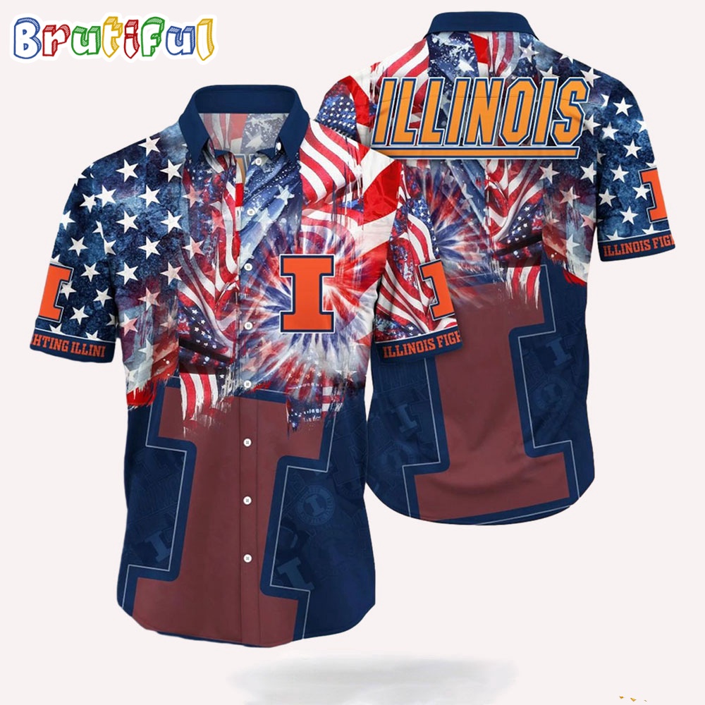 NCAA Illinois Fighting Illini 4th Of July Happy Independence Day Hawaii Shirt