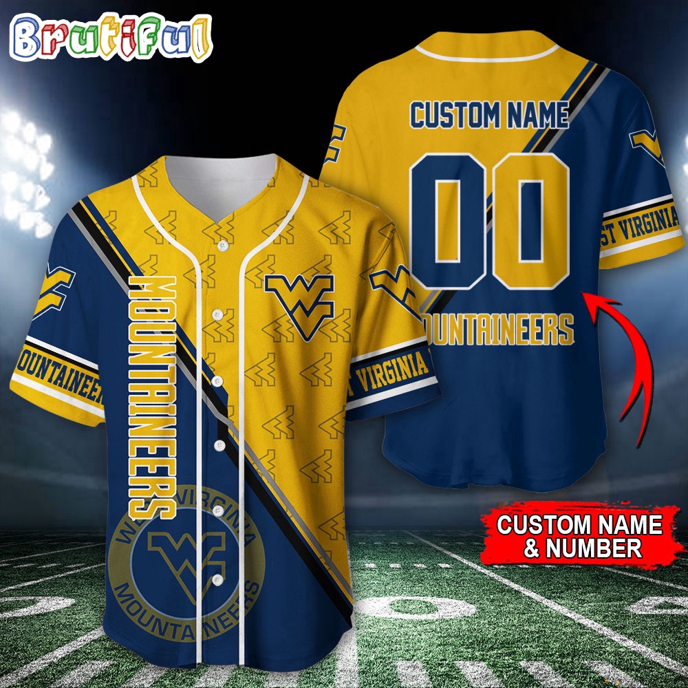 NCAA West Virginia Mountaineers Baseball Jersey Custom Sport Jersey Shirt