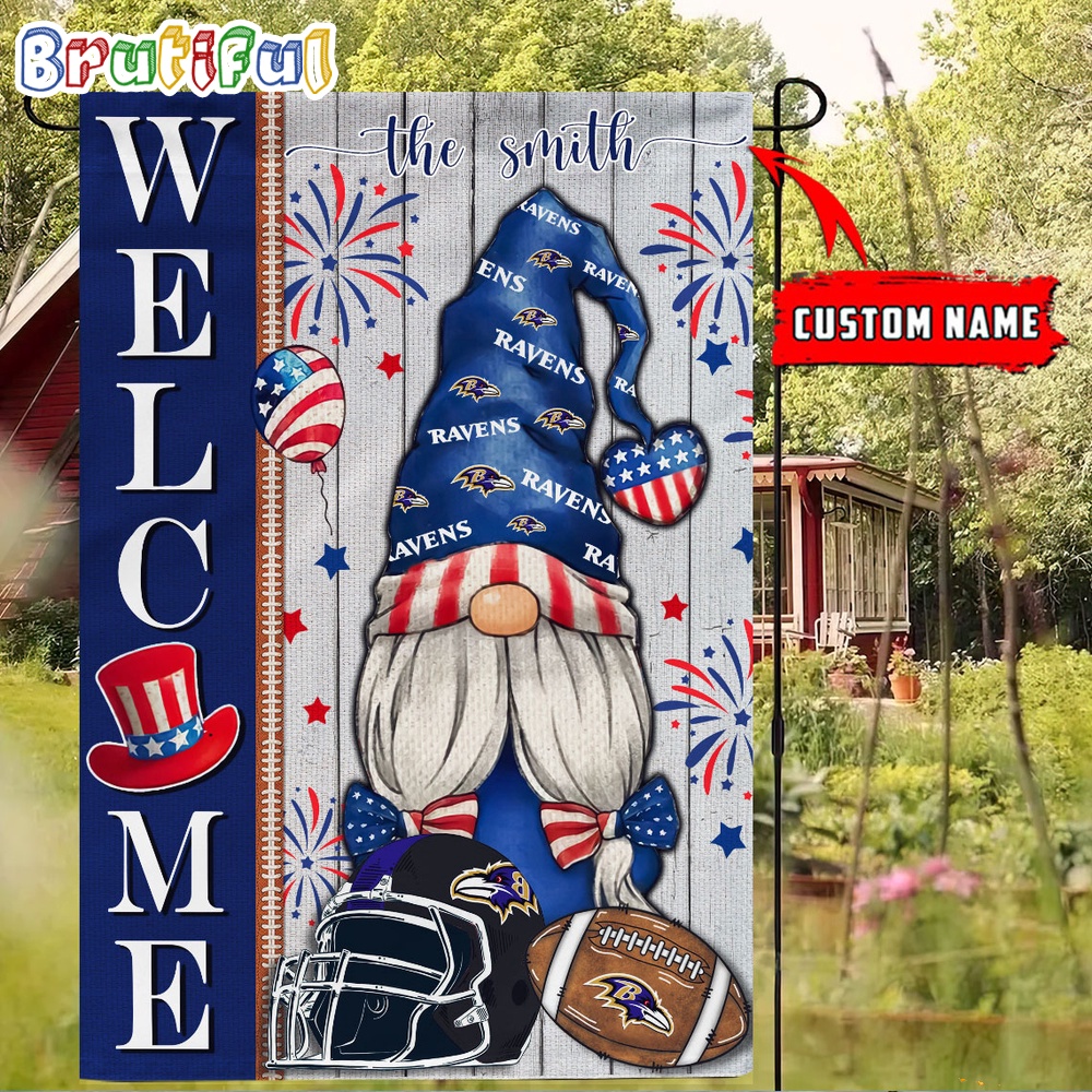 NFL Baltimore Ravens America 4th Of July Independence Day Flag Football Gomes 4th Of July Garden Flag