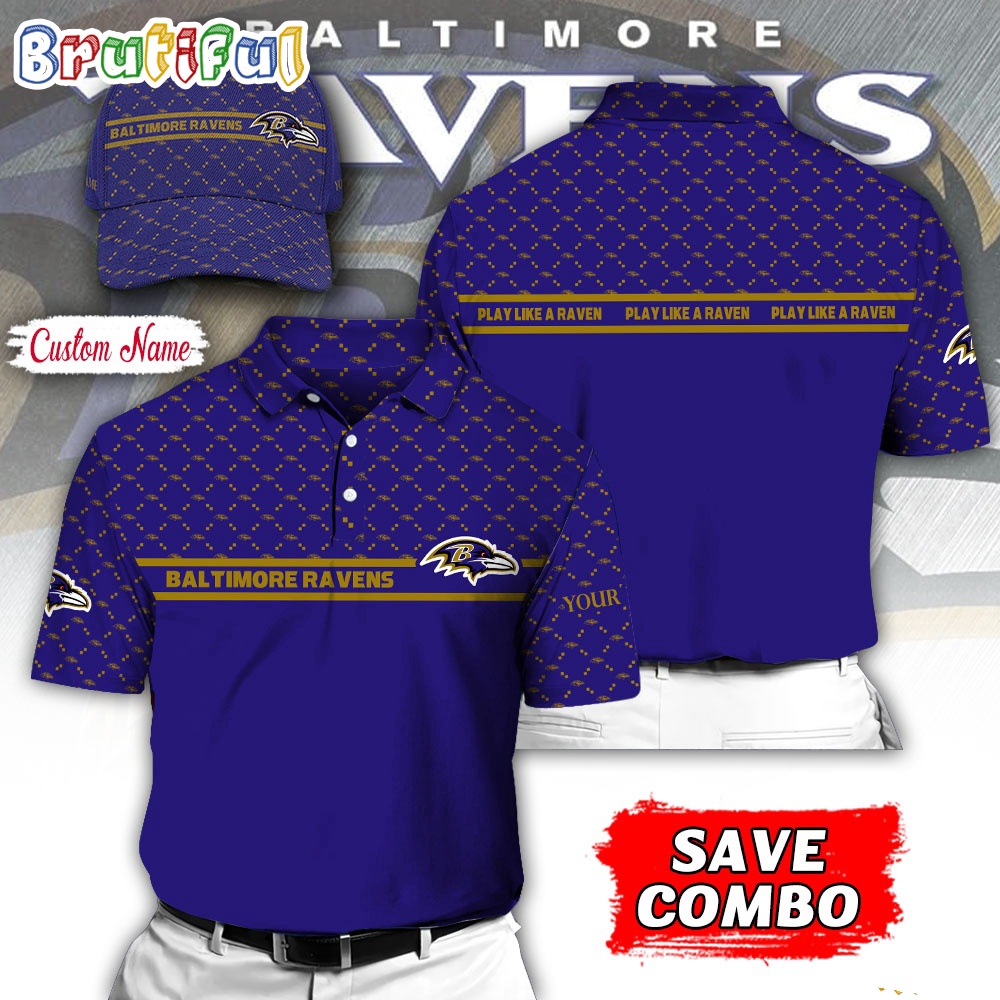 NFL Baltimore Ravens Polo Shirt Custom Football Polo Shirt And Cap
