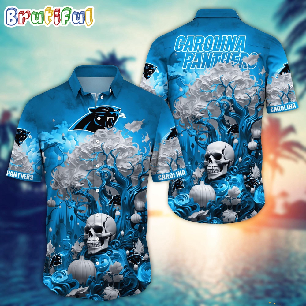 NFL Carolina Panthers Halloween Skull Pumpkin Hawaiian Shirt
