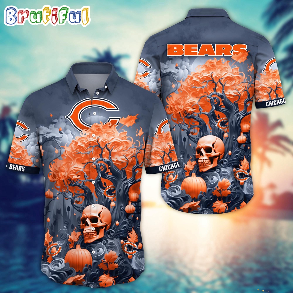 NFL Chicago Bears Halloween Skull Pumpkin Hawaiian Shirt