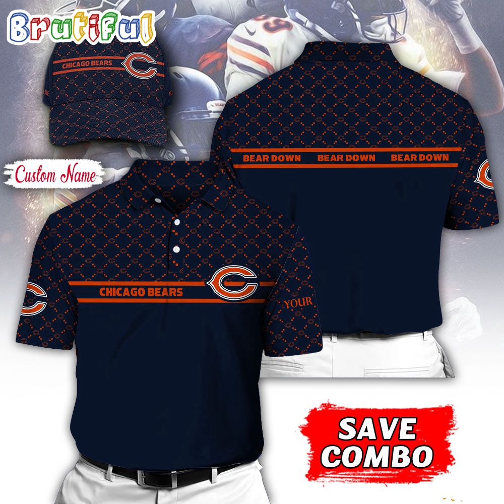 NFL Chicago Bears Polo Shirt Custom Football Polo Shirt And Cap